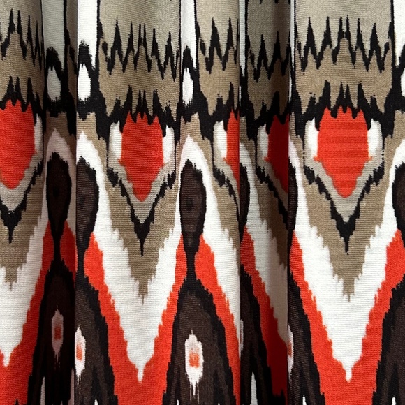 Calvin Klein Sleeveless Blouse Abstract Geometric Orange Tan Black White Ikat - Picture 9 of 13